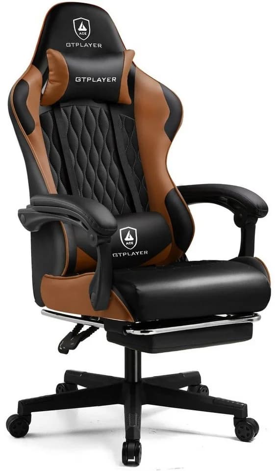 GTPLAYER Gaming-Stuhl Ergonomisch mit Fußstütze & Wippfunktion Braun - Bild 2