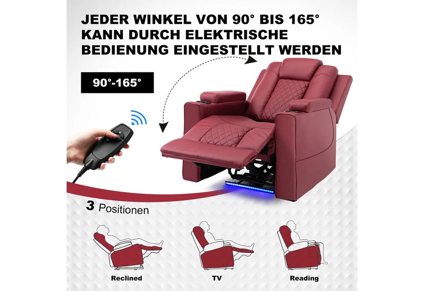 COMHOMA Elektrischer Relaxsessel mit Massagefunktion und LED
