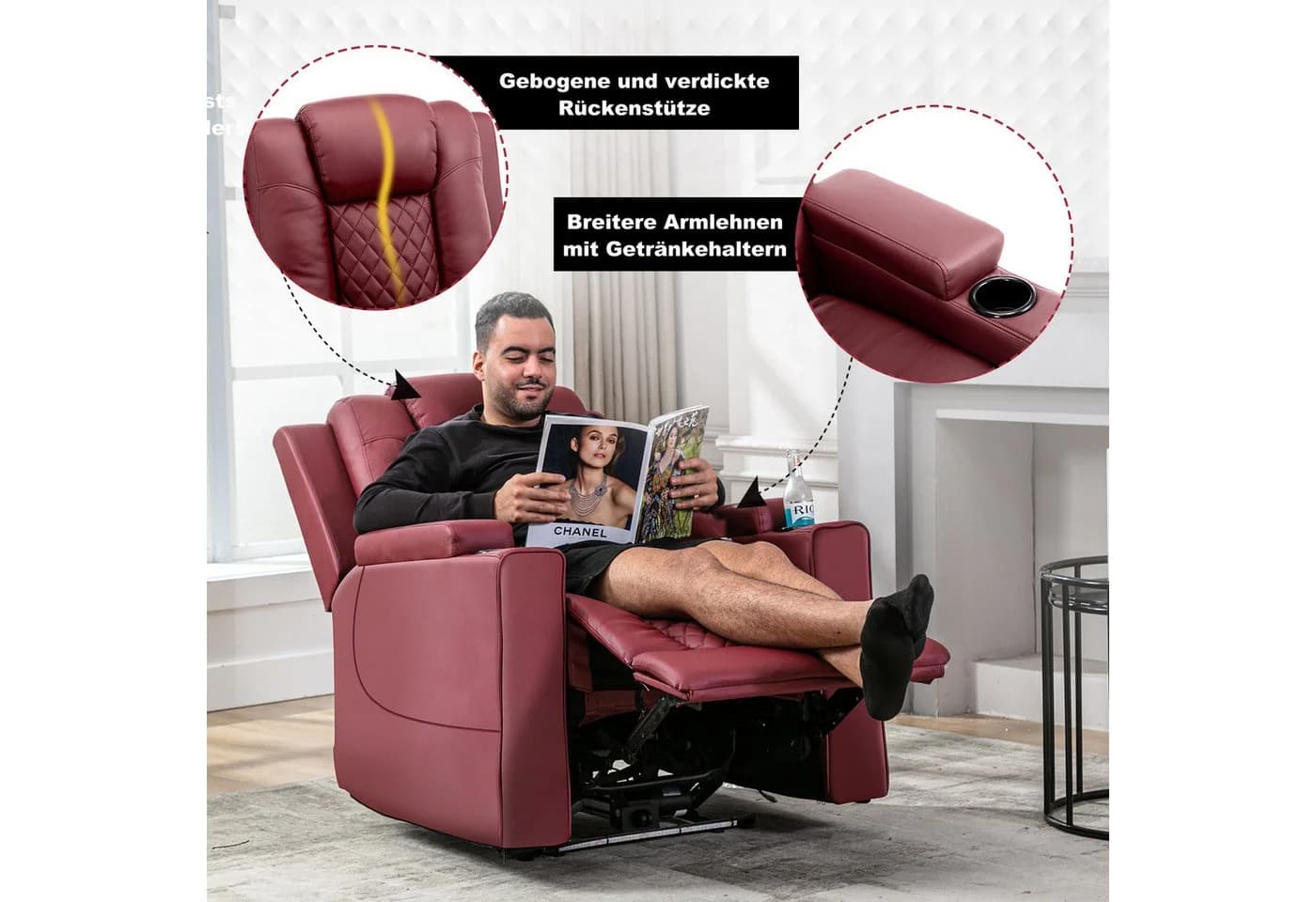 COMHOMA Elektrischer Relaxsessel mit Massagefunktion und LED - Bild 3