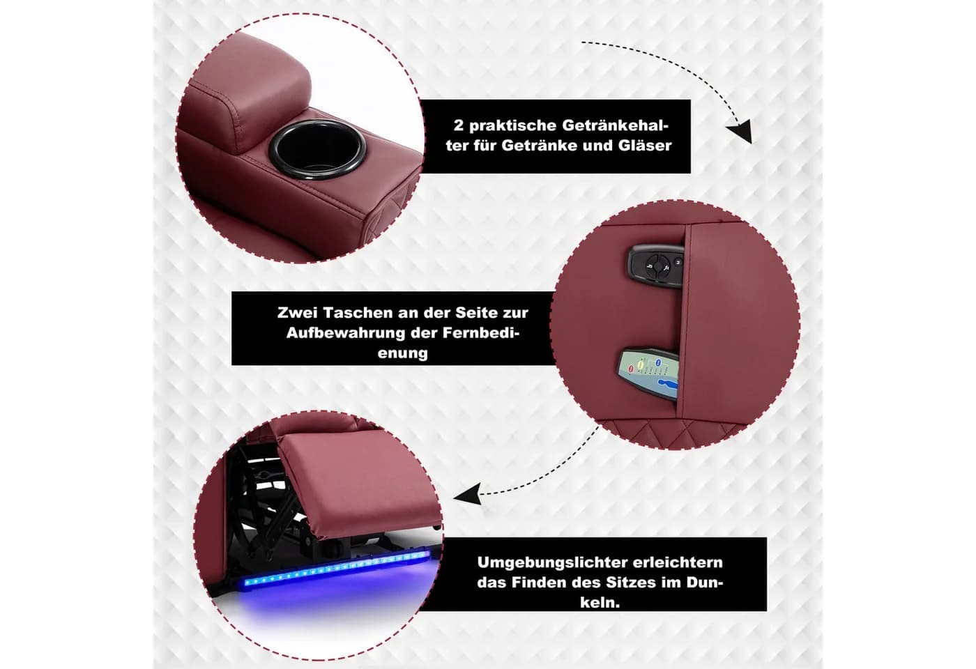 COMHOMA Elektrischer Relaxsessel mit Massagefunktion und LED - Bild 5