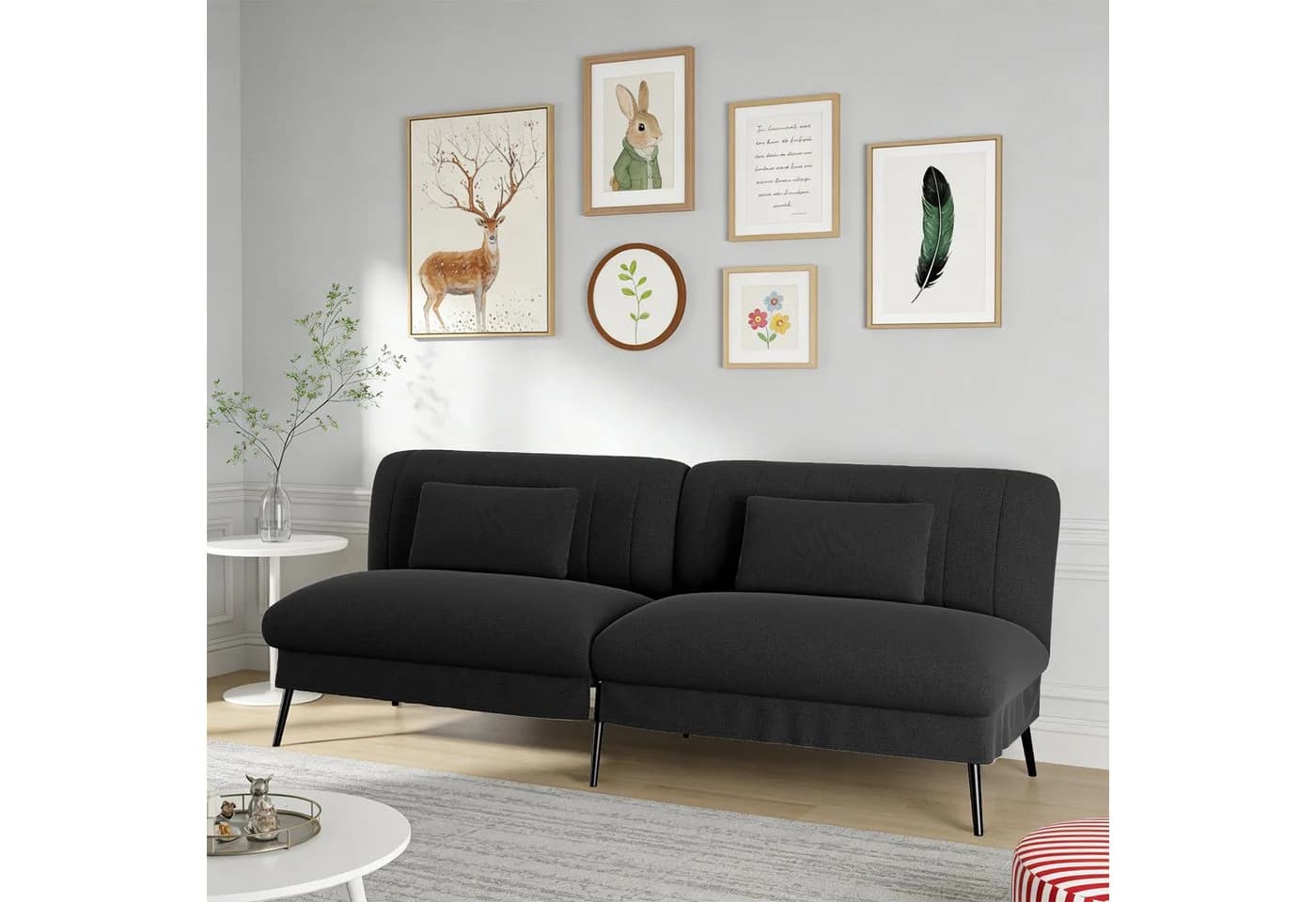 COMHOMA Schlafsofa Klappbares 2-in-1 Couch Schwarz - Bild 2