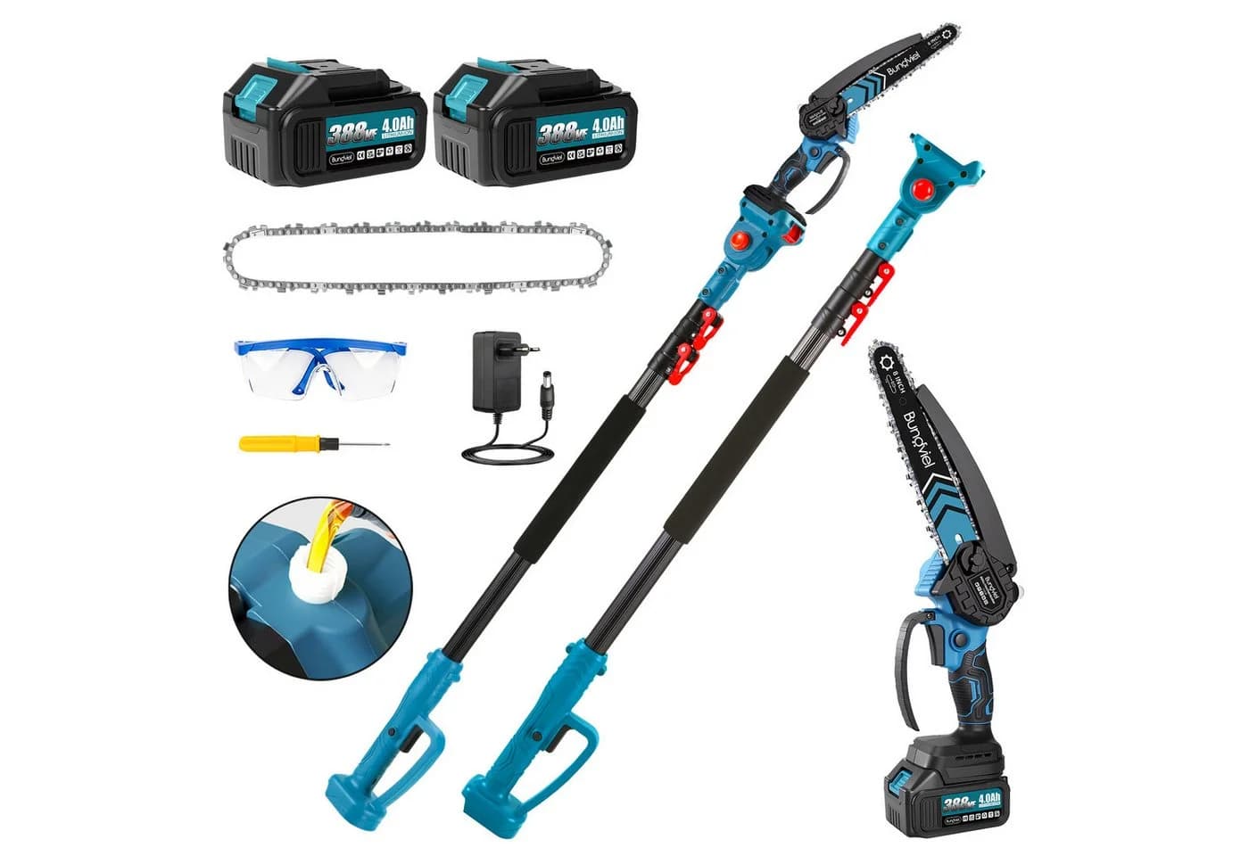 Bundviel Akku-Hochentaster 4-in-1 Teleskop mit 2x 4000mAh Akku - Bild 2
