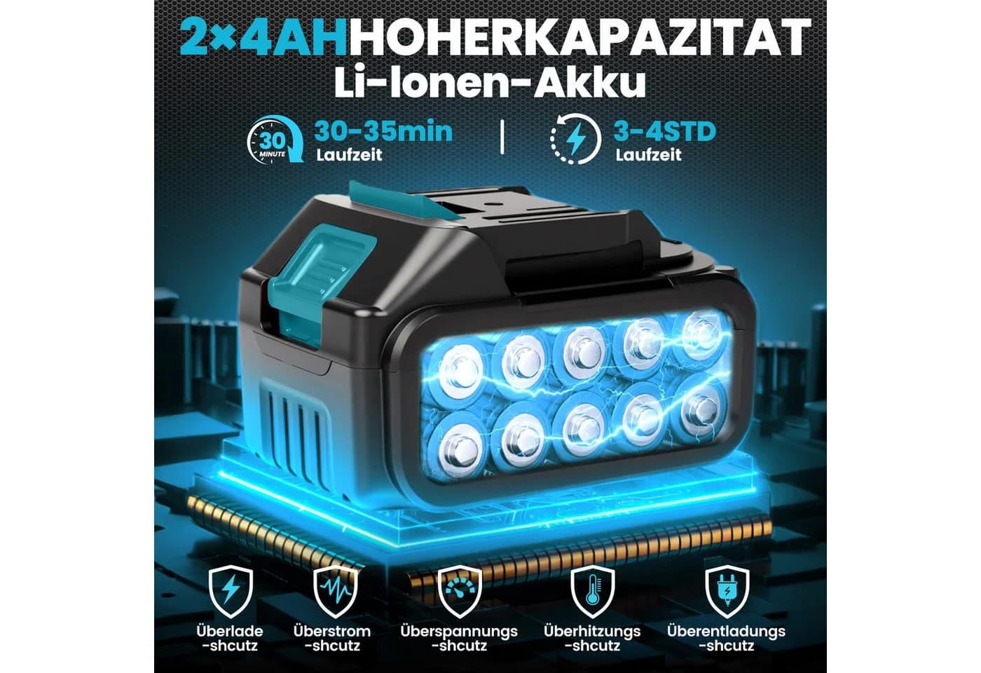 Bundviel Akku-Hochentaster 4-in-1 Teleskop mit 2x 4000mAh Akku - Bild 4