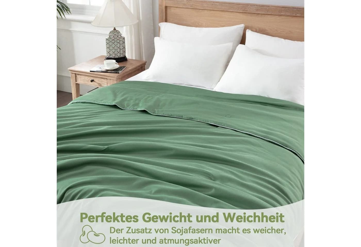 Elemuse Sommerbettdecke Kühldecke Grün/Weiß Selbstkühlend - Bild 5