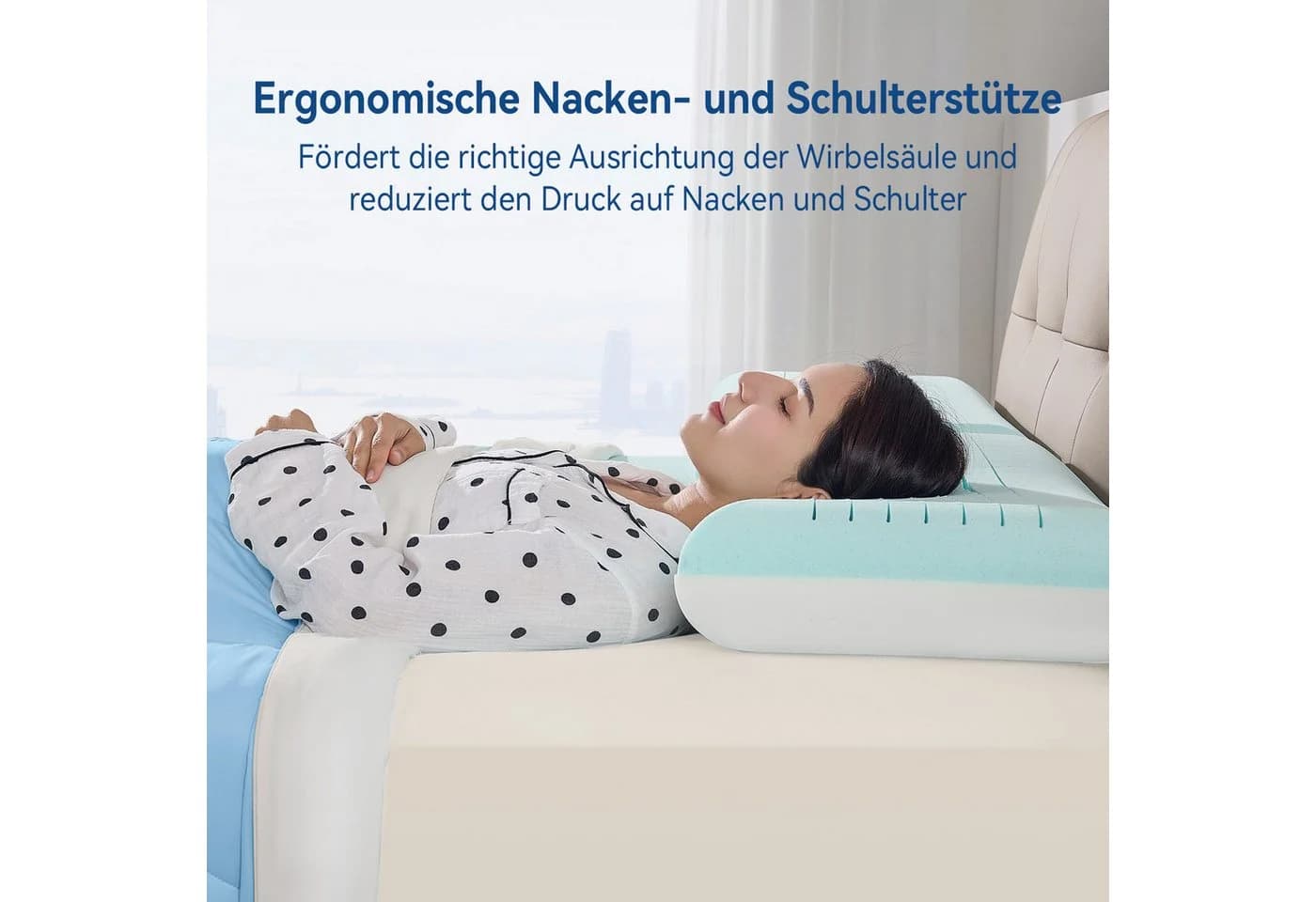 Elemuse Nackenstützkissen Orthopädisch Gel Memory Schaum - Bild 5