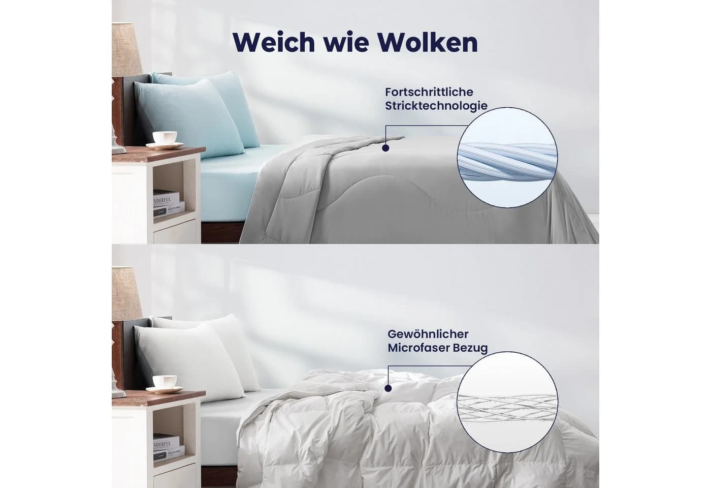 Elemuse Sommerdecke + Gelschaum Kopfkissen Set Grau - Bild 5