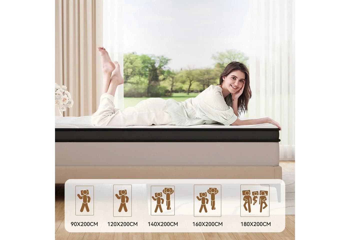 Elemuse Topper H3 Gel Memory Schaum 7,5 cm Atmungsaktiv Druckverteilung - Bild 4