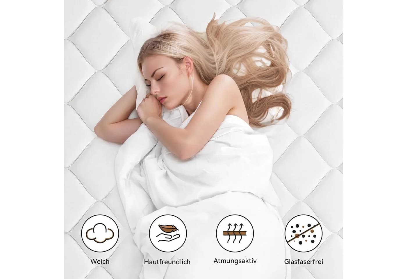 Elemuse Topper H3 Gel Memory Schaum 7,5 cm Atmungsaktiv Druckverteilung - Bild 5