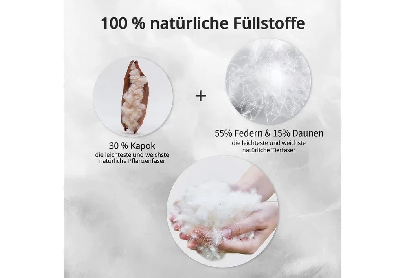 Elemuse Federbettdecke Nature Weiß 100% Baumwolle - Bild 4