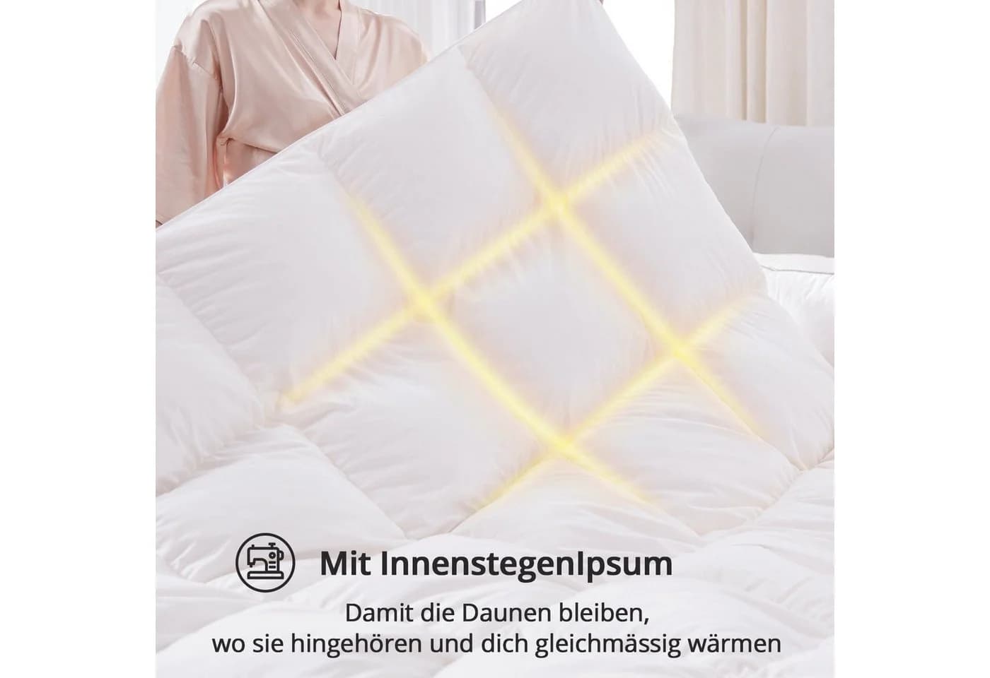 Elemuse Federbettdecke Nature Weiß 100% Baumwolle - Bild 5
