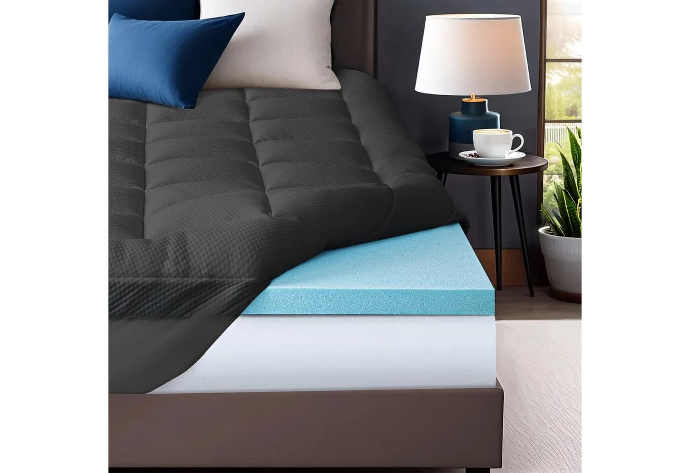 Elemuse Topper Gel Schaum H3/H4 Topper 7cm hoch Bambusfaser Bezug - Bild 2