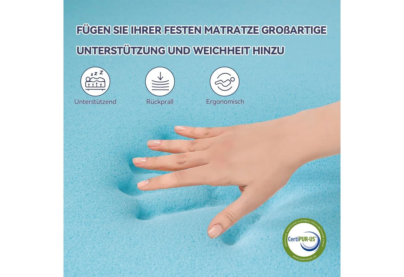 Elemuse Topper Gel Schaum H3/H4 Topper 7cm hoch Bambusfaser Bezug - Bild 4