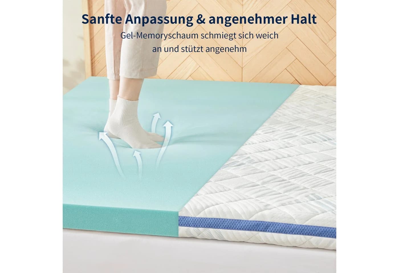 Elemuse Topper 28D Gel Memory Schaum H3 mit abnehmbarem Bezug - Bild 3