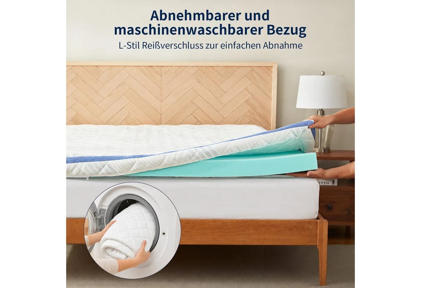 Elemuse Topper 28D Gel Memory Schaum H3 mit abnehmbarem Bezug - Bild 4