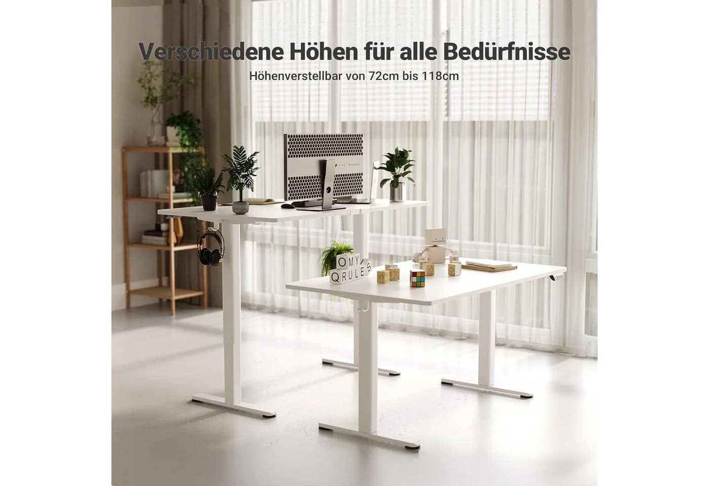 Claiks Höhenverstellbarer Schreibtisch Weiß 160x80cm mit Memory-Funktion - Bild 4