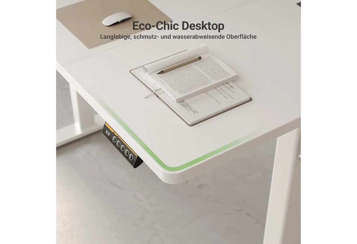 Claiks Höhenverstellbarer Schreibtisch Weiß 160x80cm mit Memory-Funktion - Bild 5