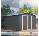 kowdom Metall-Gartenschuppen 3x3m Grau mit Bodenrahmen Bild 5