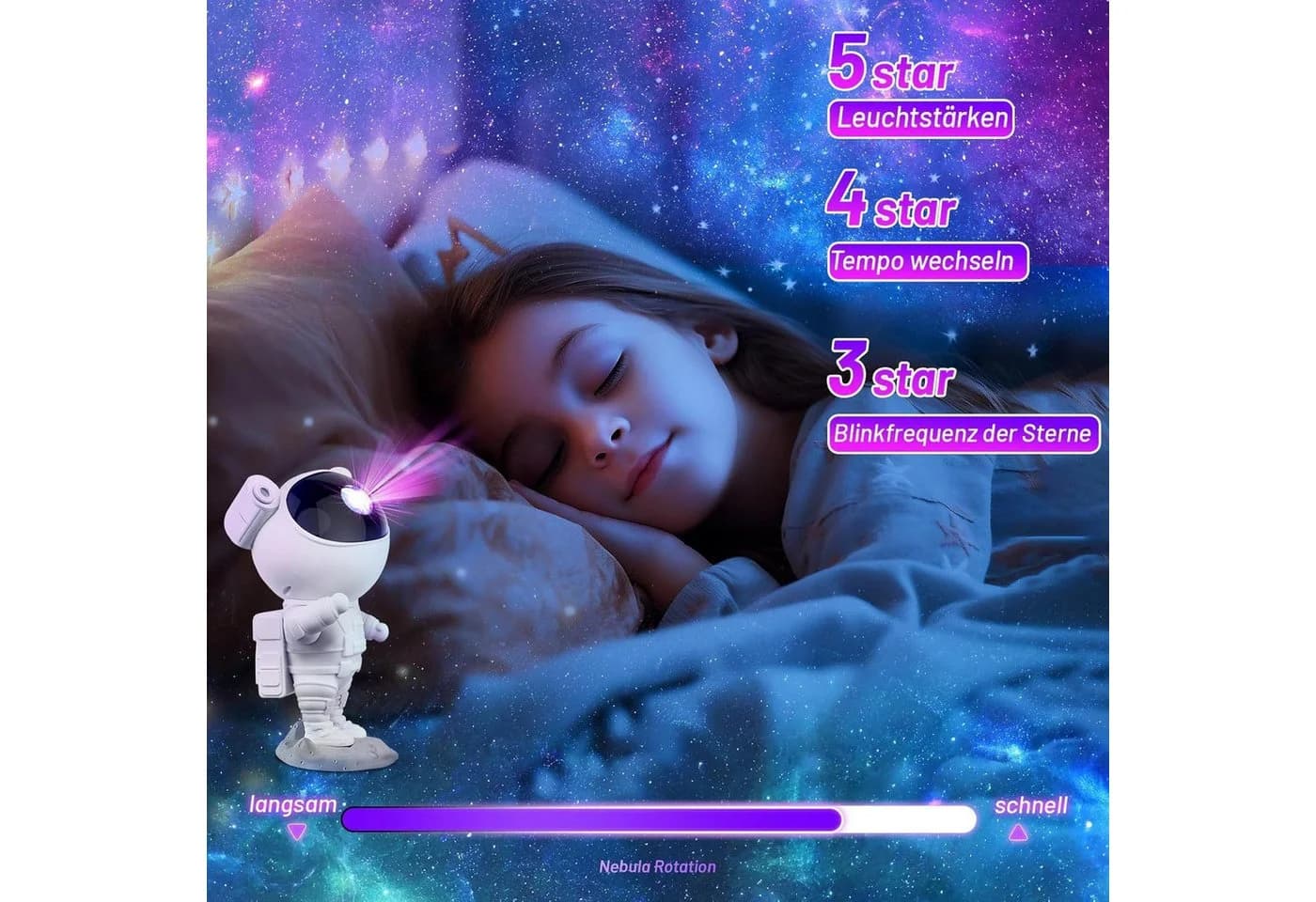 kowdom Nachtlicht Sternenhimmel Projektor Astronaut mit Fernbedienung und Timer