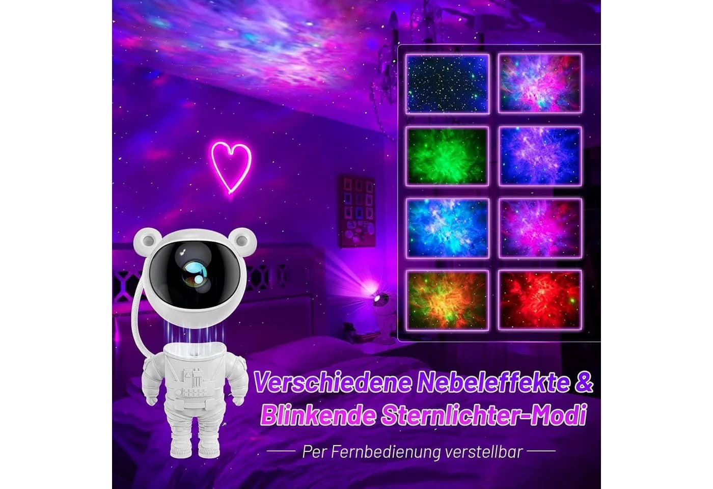 kowdom Nachtlicht Sternenhimmel Projektor Astronaut mit Fernbedienung und Timer - Bild 4