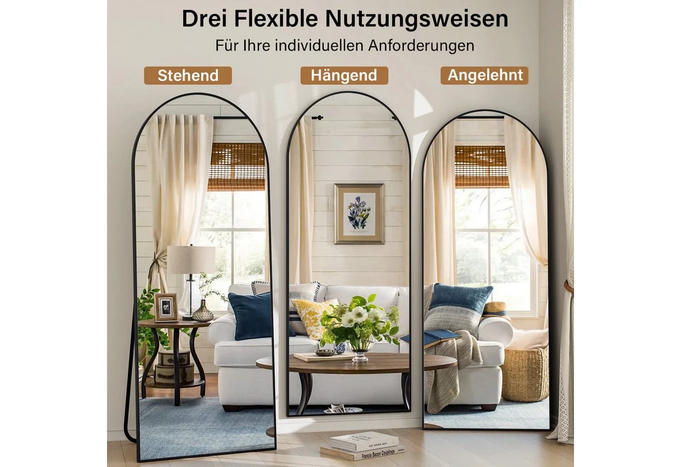 Koonmi Ganzkörperspiegel Großer Standspiegel mit Metallrahmen und verstärktem Glas - Bild 4