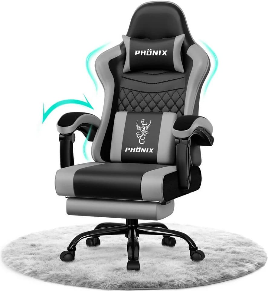 Adormii Gaming-Stuhl Ergonomisch mit Verstellbaren Lendenkissen und Kopfstütze - Bild 2
