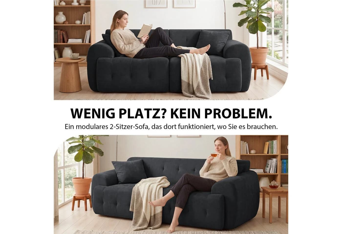 COMHOMA Ecksofa Grau Modulares Sofa mit Kissen - Bild 4