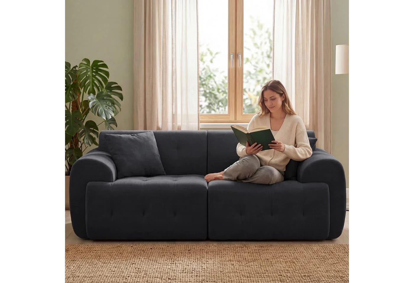 COMHOMA Ecksofa Grau Modulares Sofa mit Kissen - Bild 5