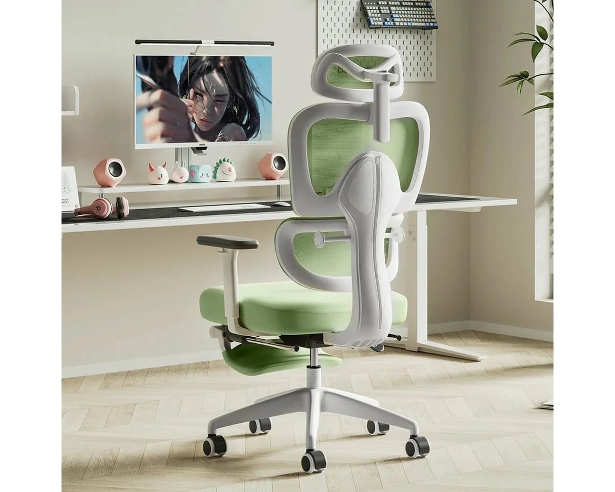 Musso Bürostuhl Ergonomisch Grün 3D-Armlehnen Lendenstütze - Bild 3