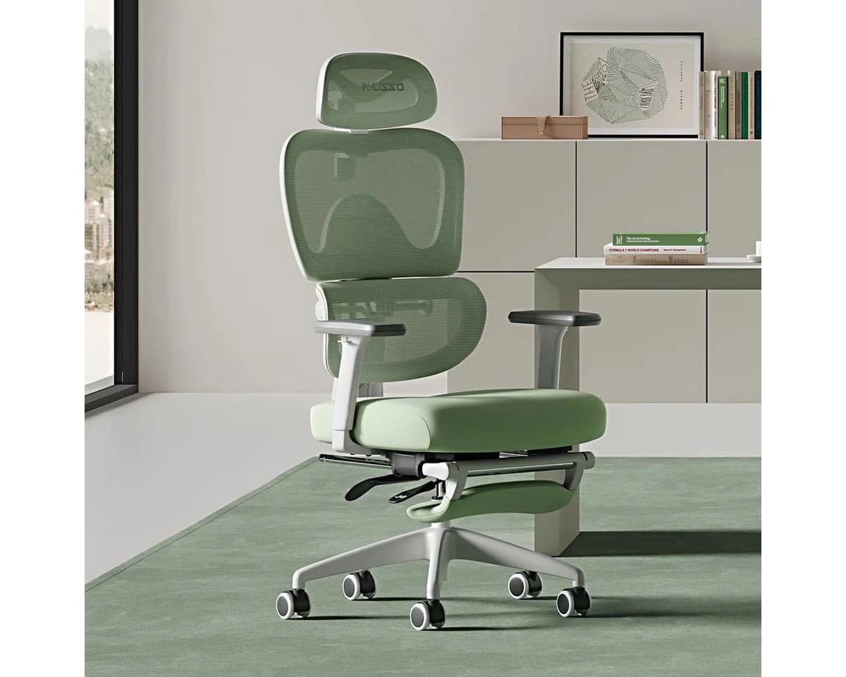 Musso Bürostuhl Ergonomisch Grün 3D-Armlehnen Lendenstütze - Bild 4