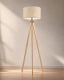 OYLCDI Stehlampe Skandinavisch Holz Leinen E27 Bild 3