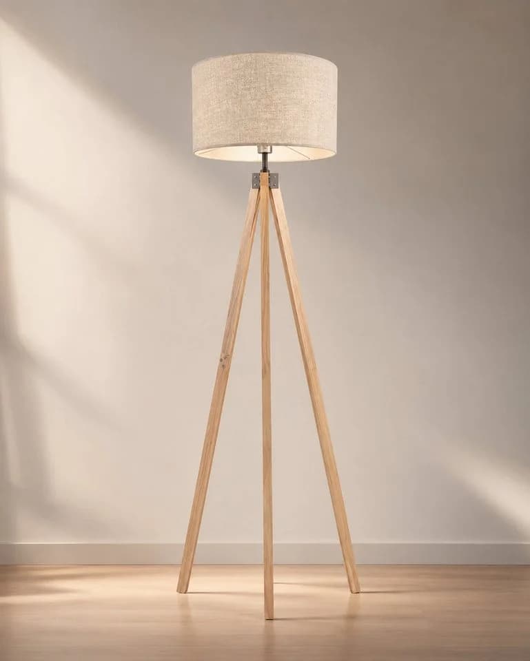 OYLCDI Stehlampe Skandinavisch Holz Leinen E27 - Bild 3