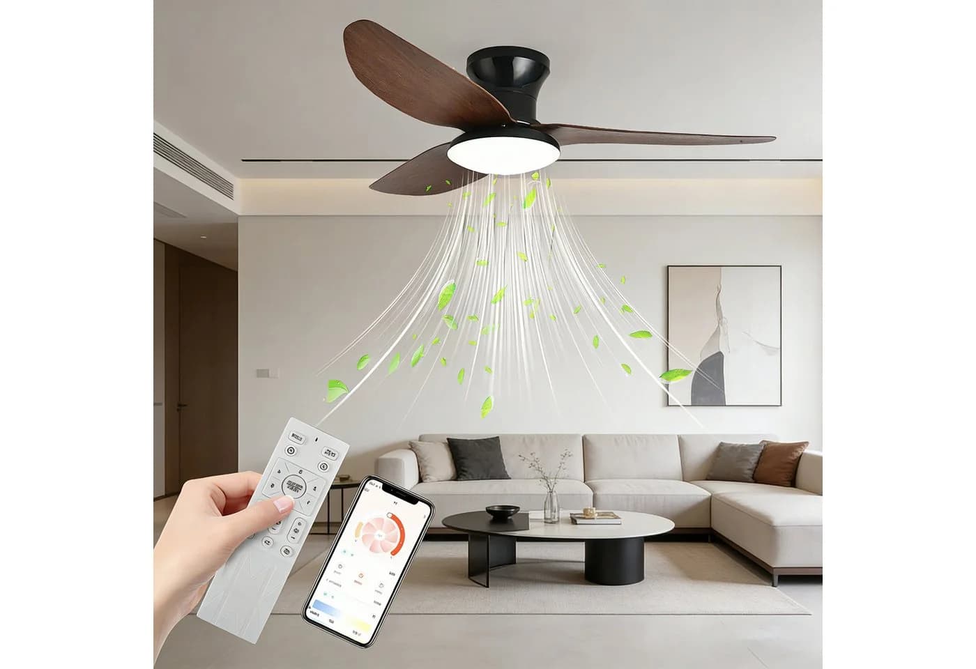 OYLCDI Deckenventilator LED Deckenleuchte Schwarz - Bild 2