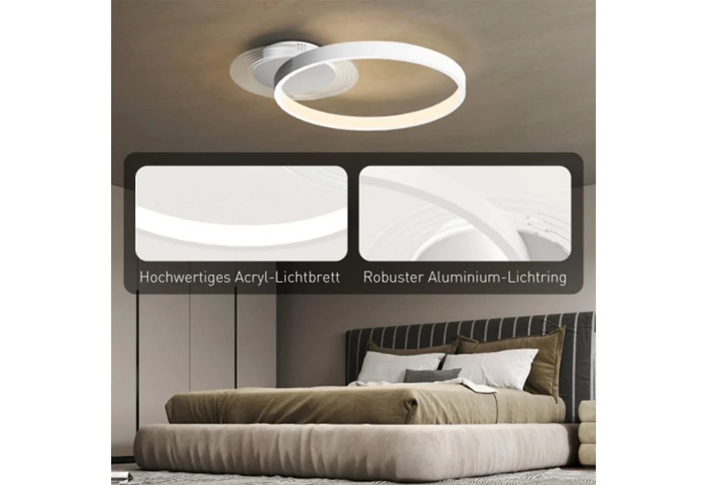 OYLCDI Deckenleuchte LED Ø60cm Dimmbar Schwarz/Weiß - Bild 5
