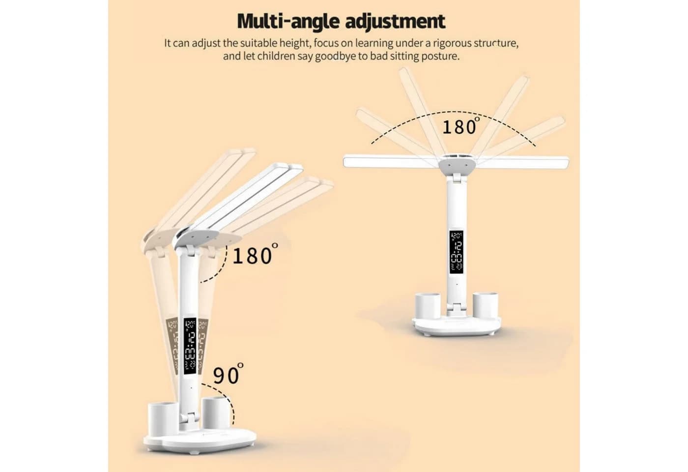 OYLCDI LED Schreibtischlampe mit LCD-Display, 3 Farbmodi & Touch-Steuerung - Bild 3