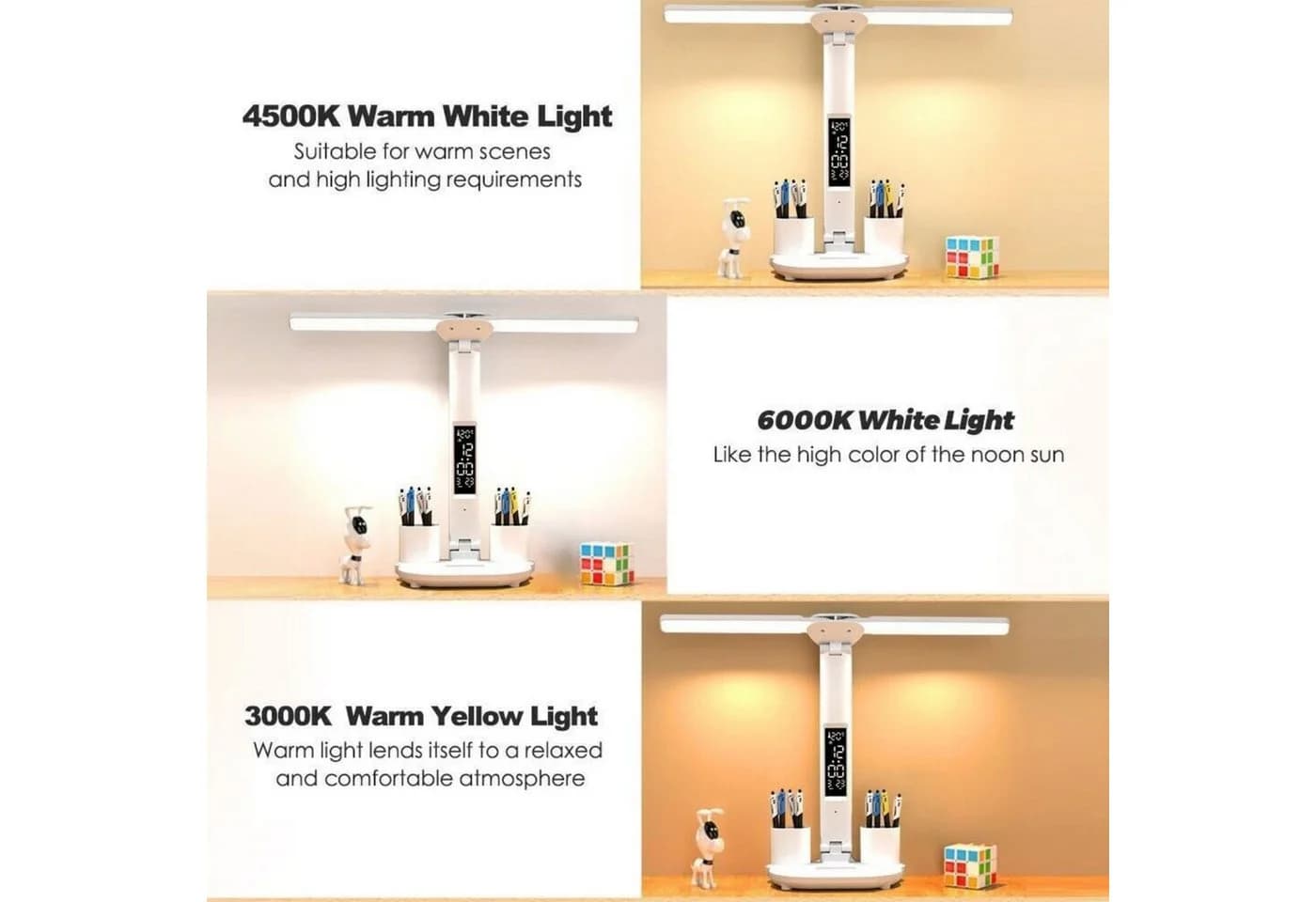 OYLCDI LED Schreibtischlampe mit LCD-Display, 3 Farbmodi & Touch-Steuerung - Bild 4