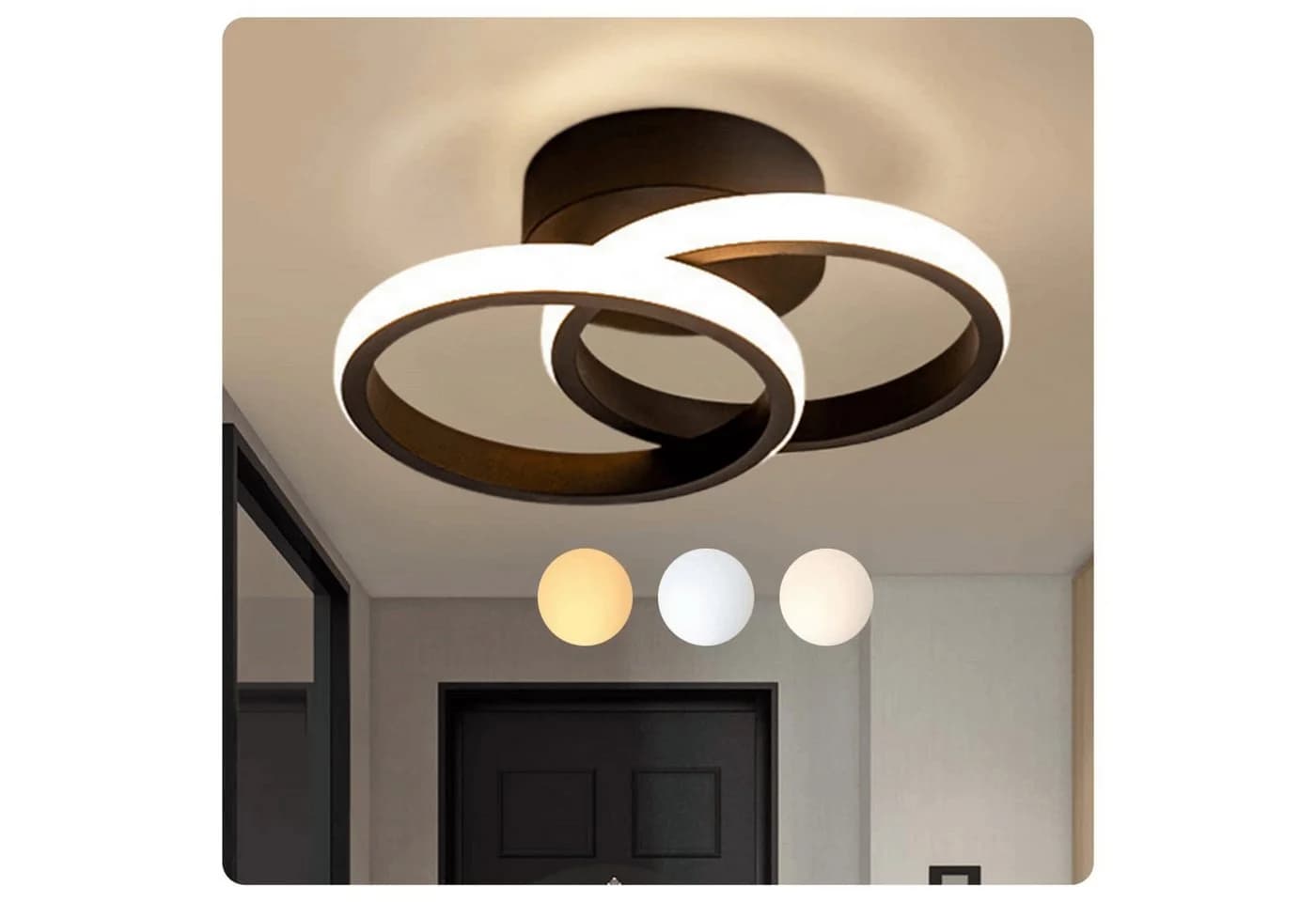 OYLCDI LED Deckenleuchte Dimmbar 3-Farbig Modern Schwarz/Weiß - Bild 2