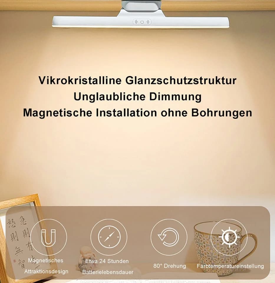 OYLCDI LED Schreibtischlampe Weiß Touch Dimmbar Magnetisch - Bild 4