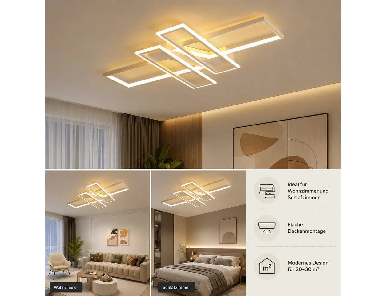 OYLCDI Deckenleuchte LED 40cm Dimmbar Schwarz/Weiß