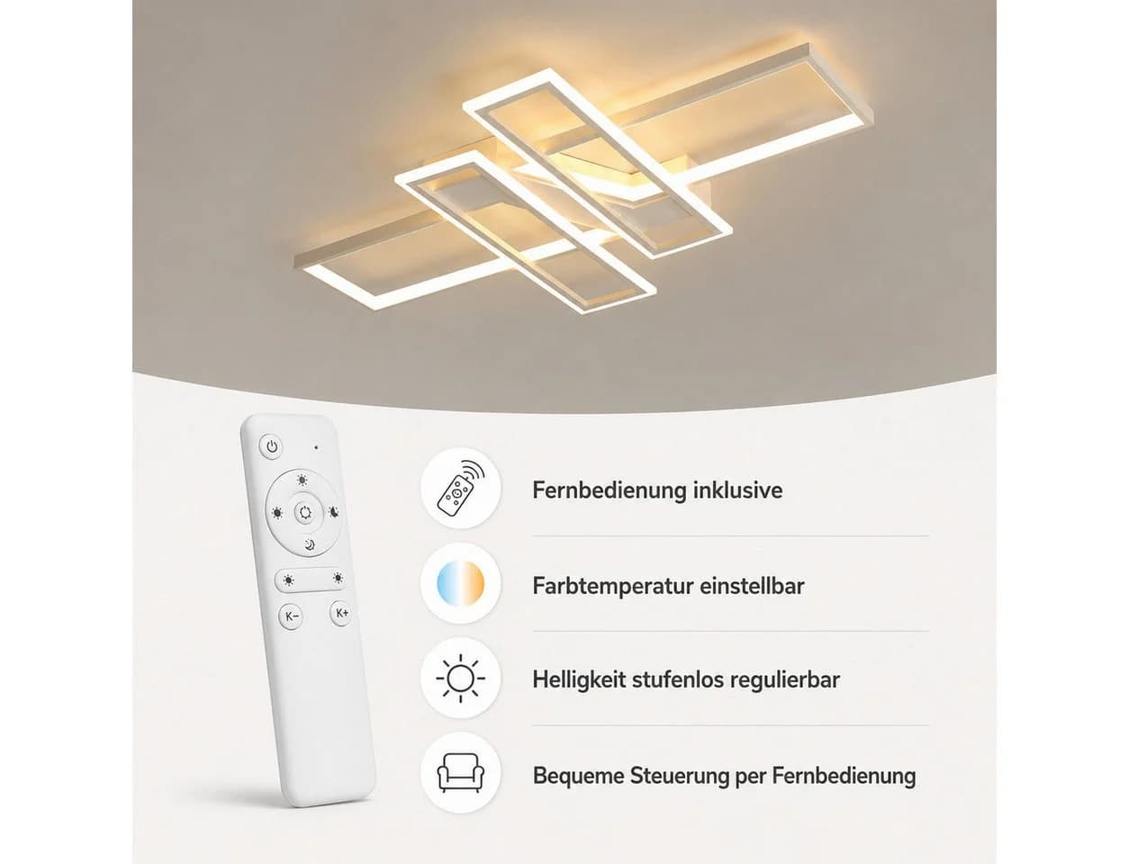 OYLCDI Deckenleuchte LED 40cm Dimmbar Schwarz/Weiß - Bild 3