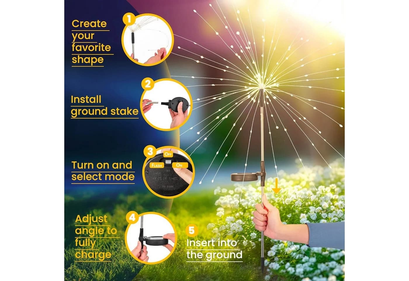 pedete Solarleuchte 120 LED Garten mit 8 Modi - Bild 4