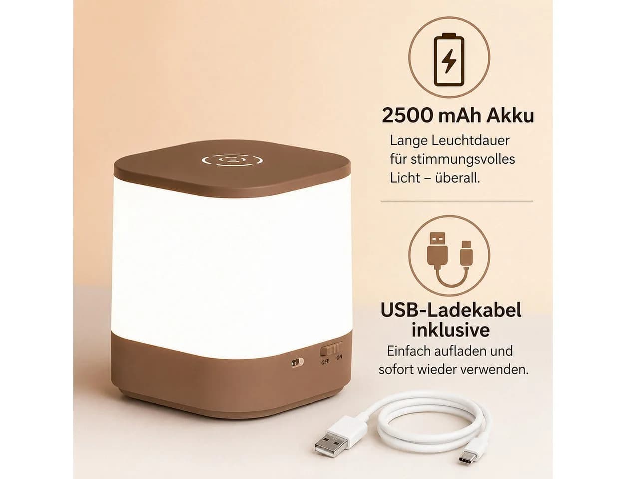 OYLCDI LED Nachttischlampe Dimmbar mit Touch-Sensor Weiß - Bild 3