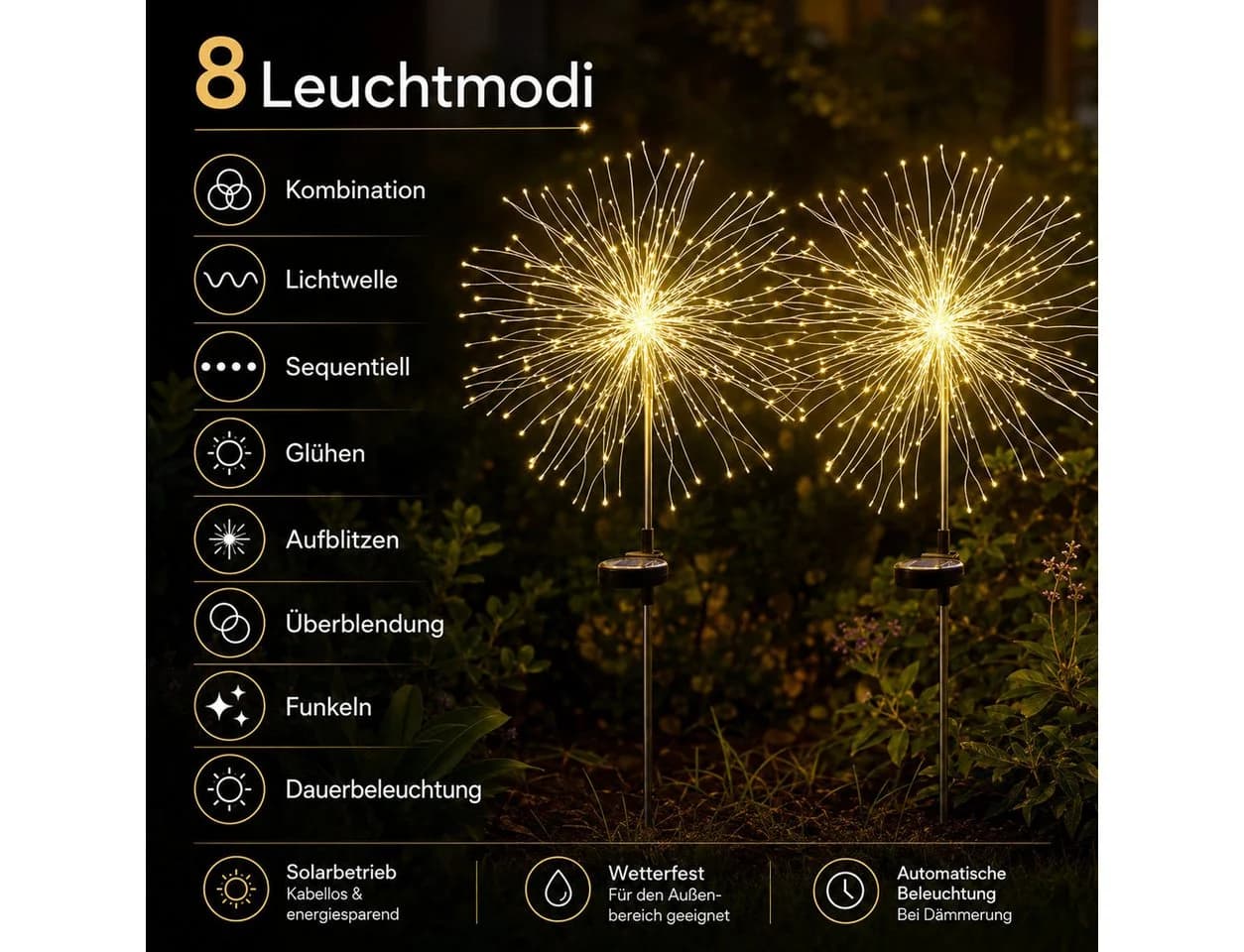 pedete Solarleuchte 120 LED Garten mit 8 Modi - Bild 4