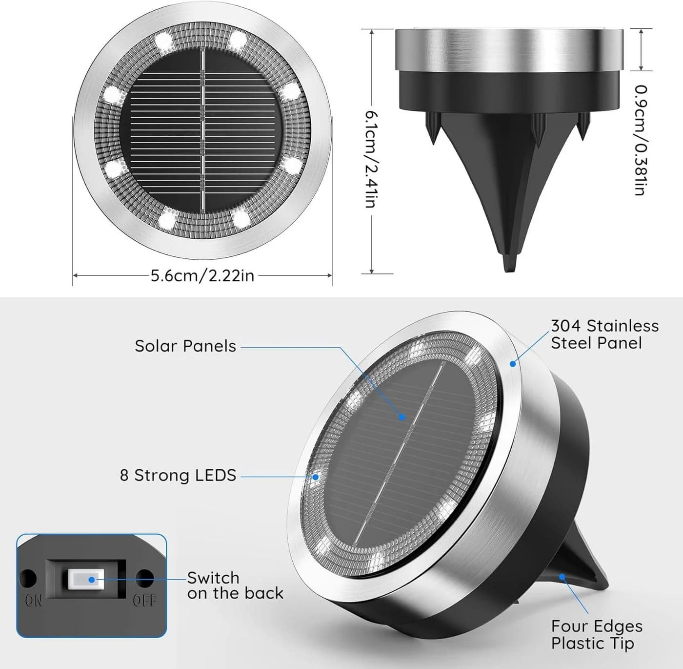 pedete Solar-Bodenstrahler 4er Set Warmweiß Edelstahl - Bild 5