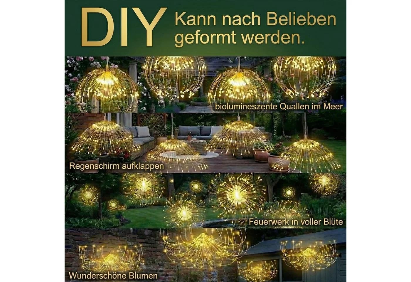 pedete LED Solarleuchte 540 LEDs Bunt Warmweiß Garten Deko - Bild 4