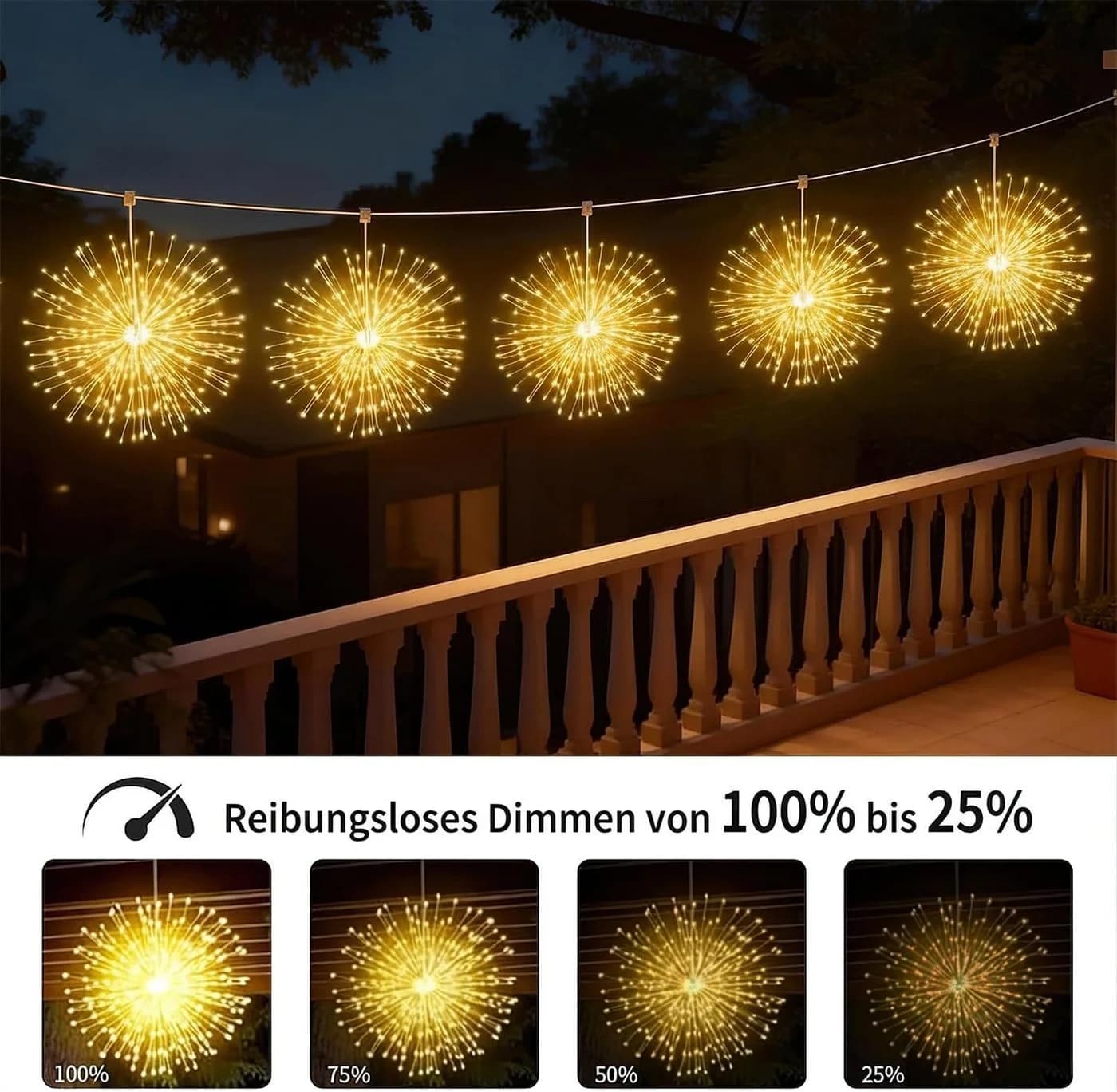 pedete LED Solarleuchte 540 LEDs Bunt Warmweiß Garten Deko - Bild 5