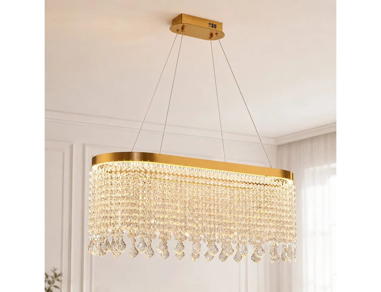 OYLCDI Kristall Pendelleuchte Dimmbar 80cm Gold App Fernbedienung - Bild 2