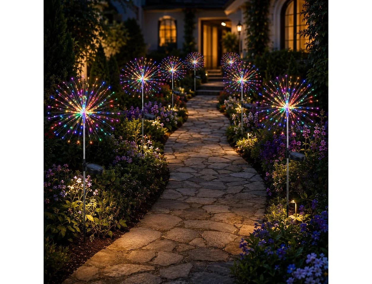 pedete LED Solarleuchte 80 LEDs Bunt 8 Modi Garten