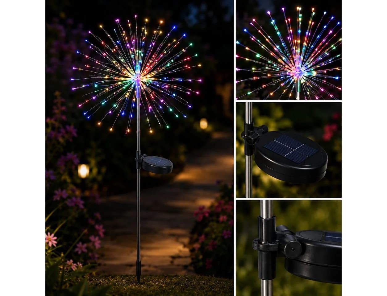 pedete LED Solarleuchte 80 LEDs Bunt 8 Modi Garten - Bild 3