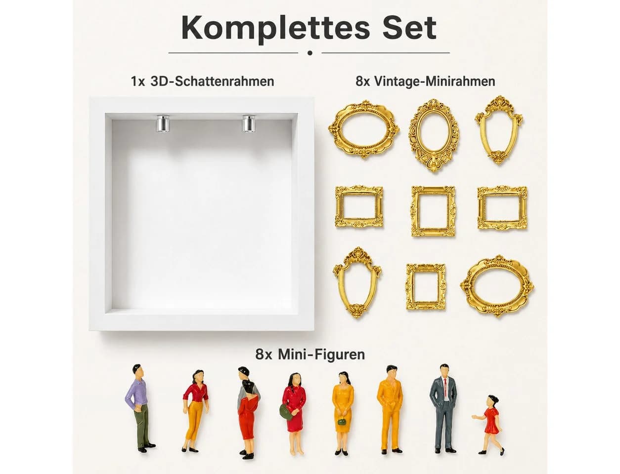 pedete Mini Bilderrahmen DIY Set 8er Pack Gold Barockstil