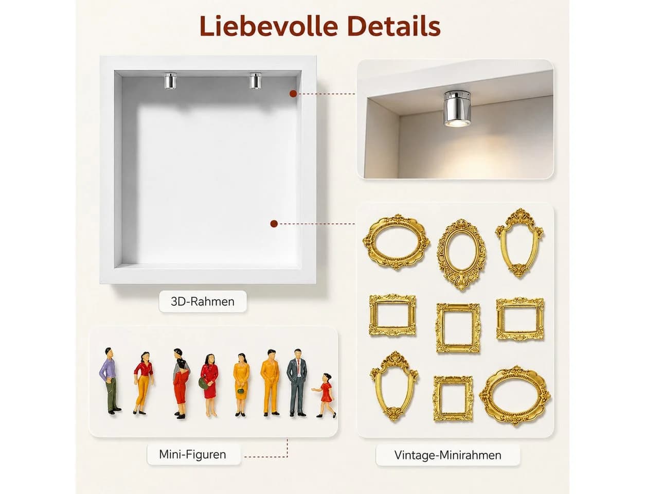pedete Mini Bilderrahmen DIY Set 8er Pack Gold Barockstil - Bild 5